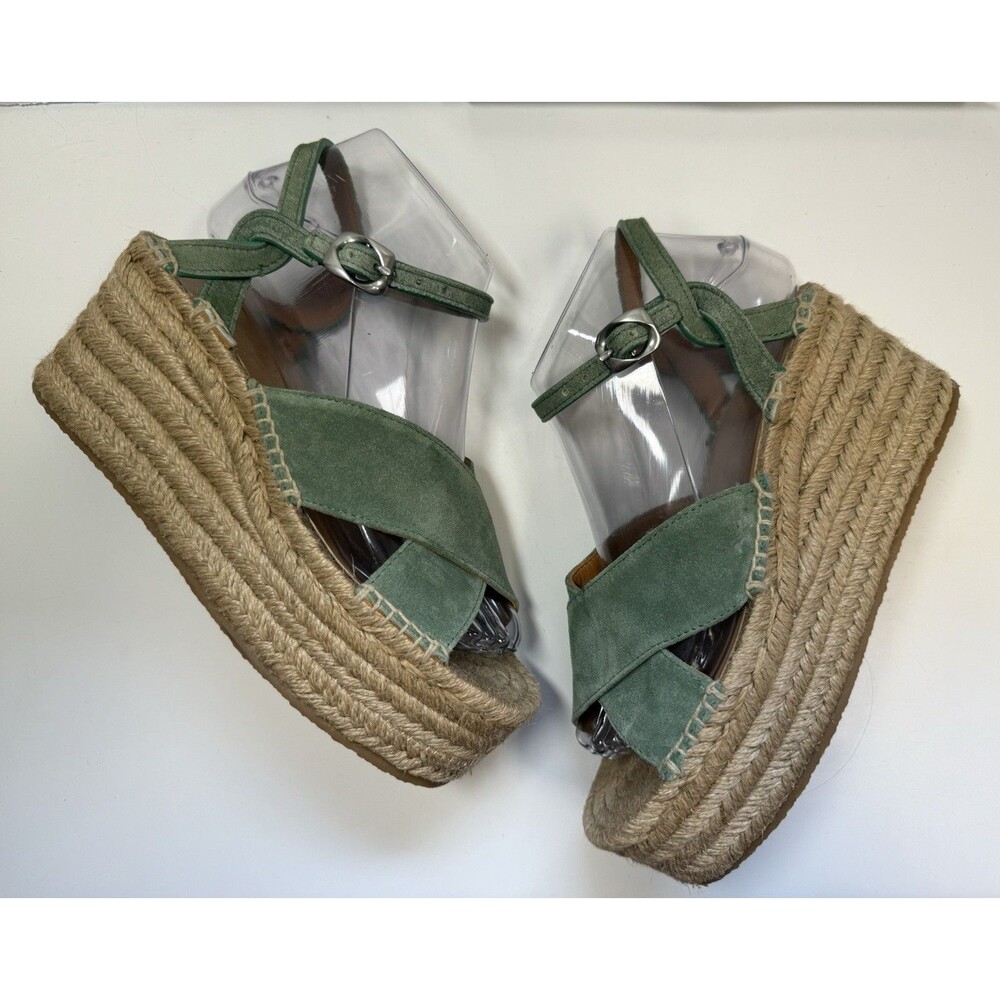 Rag & Bone Hers Green Suede Crisscross Wedge Espadrilles Sz 6 New - Picture 4 of 10